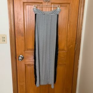 Knit Black White Strip Maxi Skirt